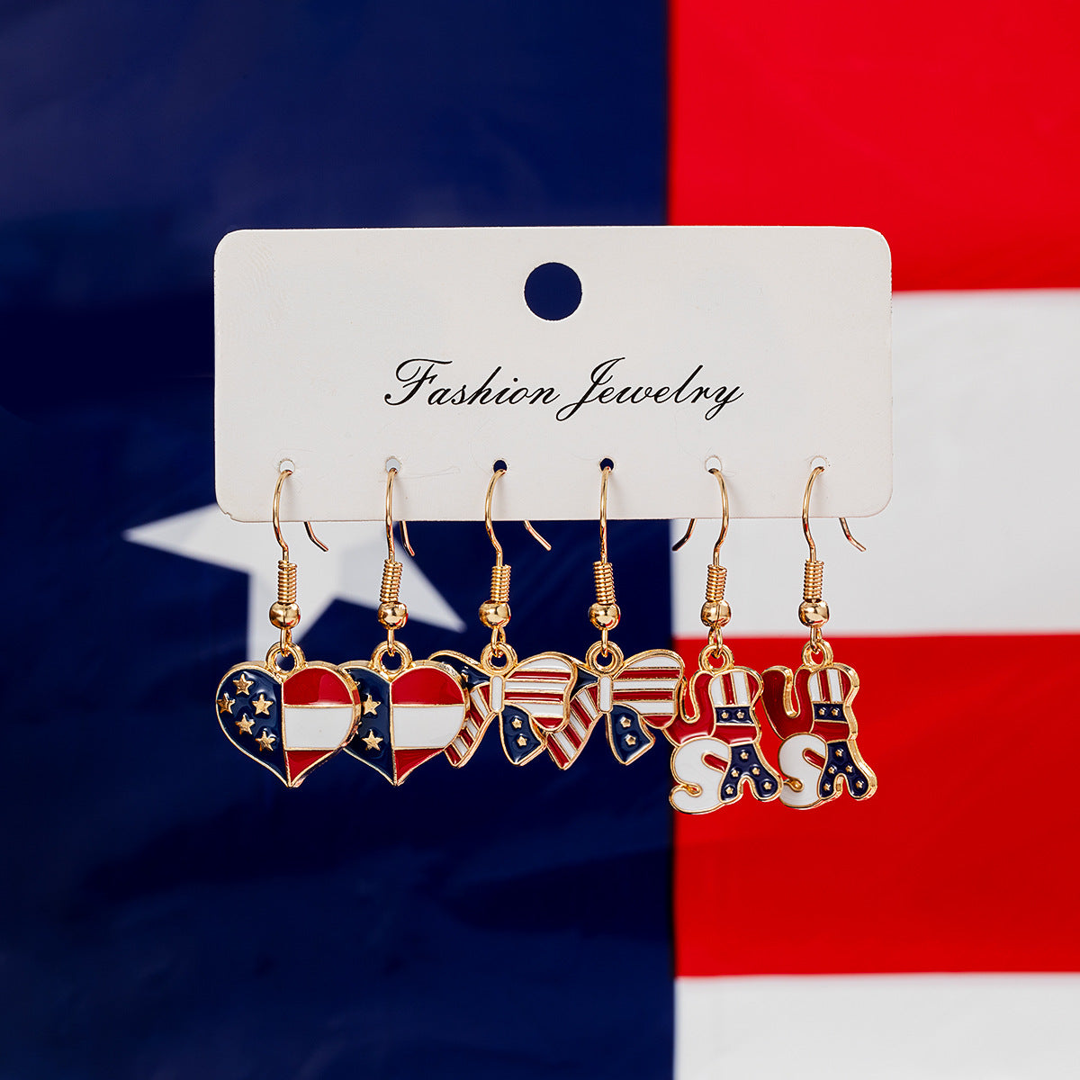 Plated Alloy Geometric Earrings with Flag Boot Hat Charms for Women
