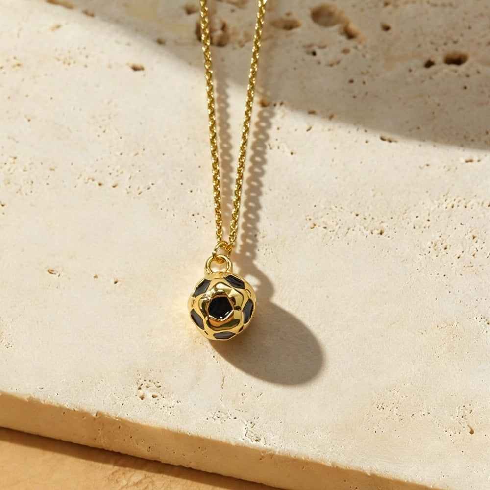 Sporty Plated Brass Soccer Trophy Pendant Necklace for Women