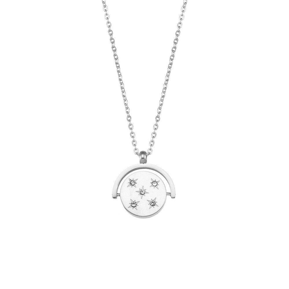Minimalist Geometric Pendant Necklace for Women Stainless Steel with 18K Gold Plating Double-Layer Snake Chain