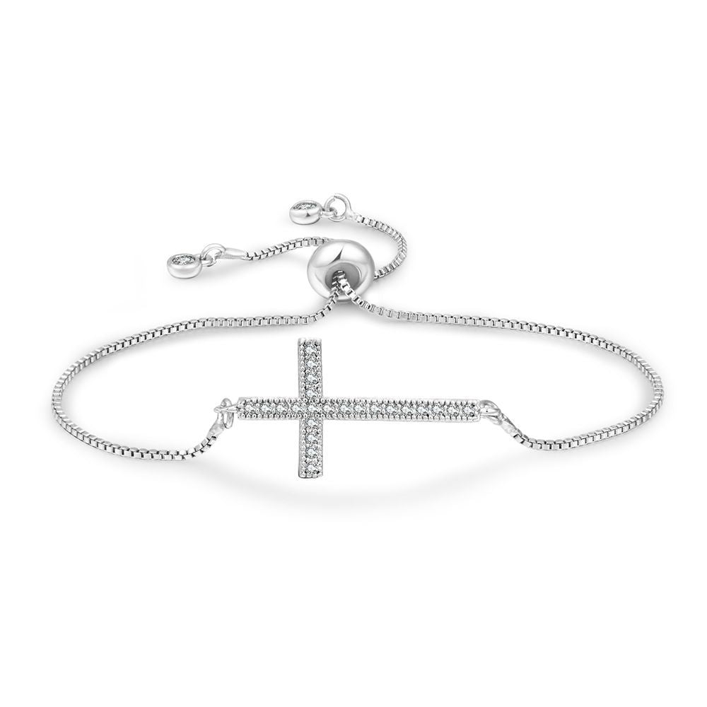 Minimalist Geometric Round Brass Plated Bracelet with Cubic Zirconia for Women