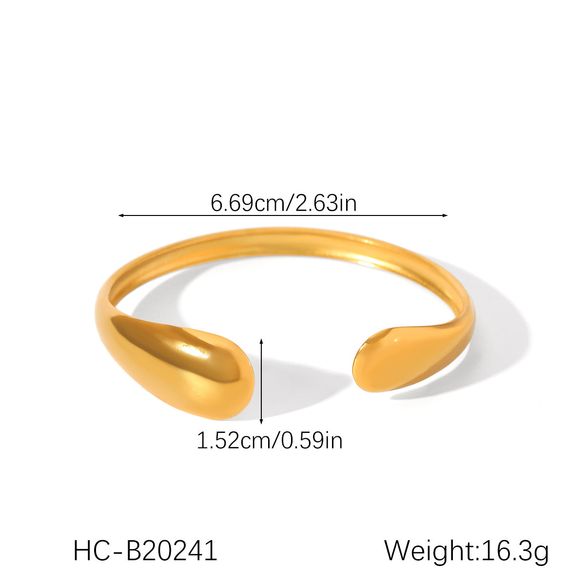 Bracciale rigido minimalista da donna con fiocco e apertura, in acciaio inossidabile placcato oro 18K