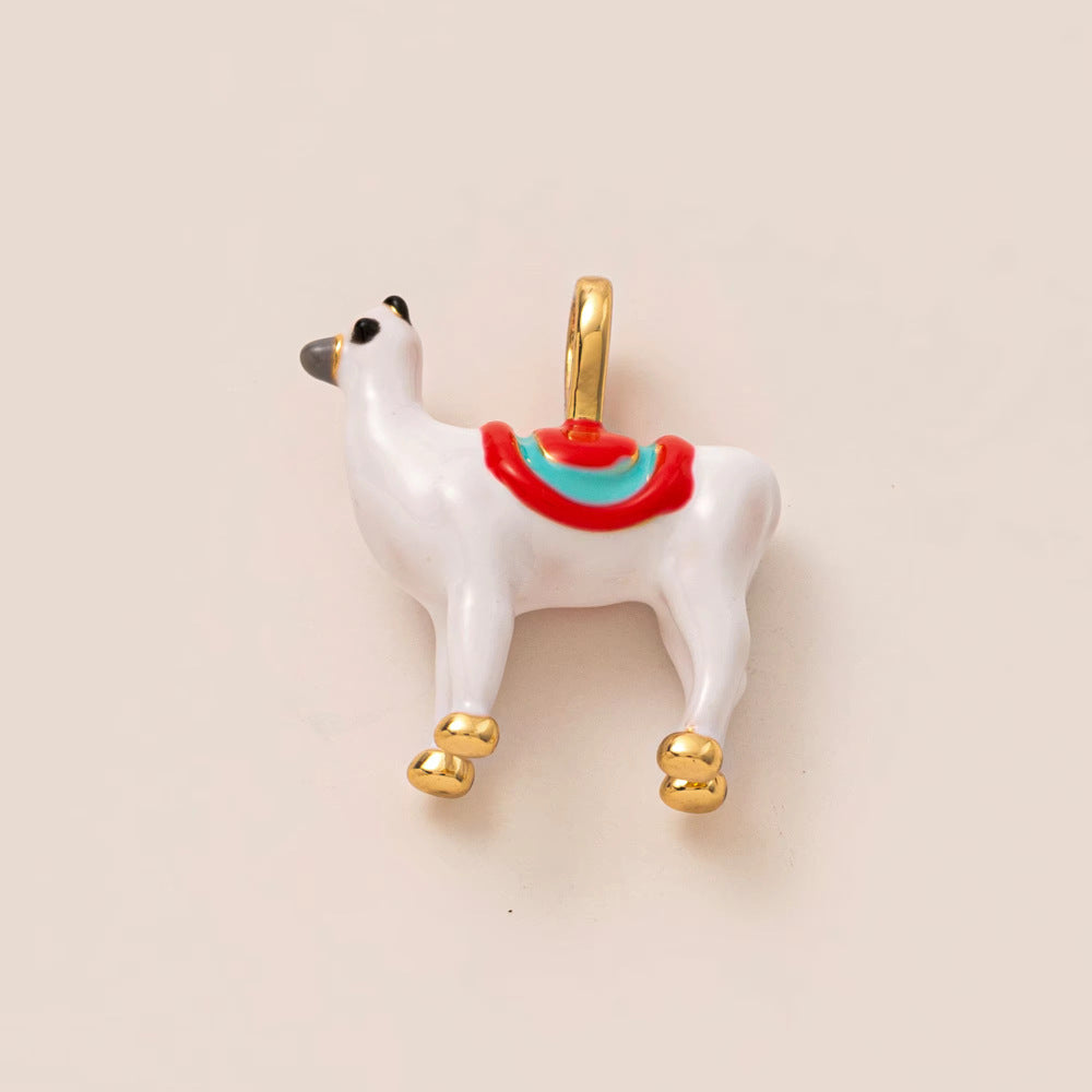 Minimalist Luxury 18K Gold Plated Brass Animal Pendant with Cubic Zirconia Charm Bar for Unisex