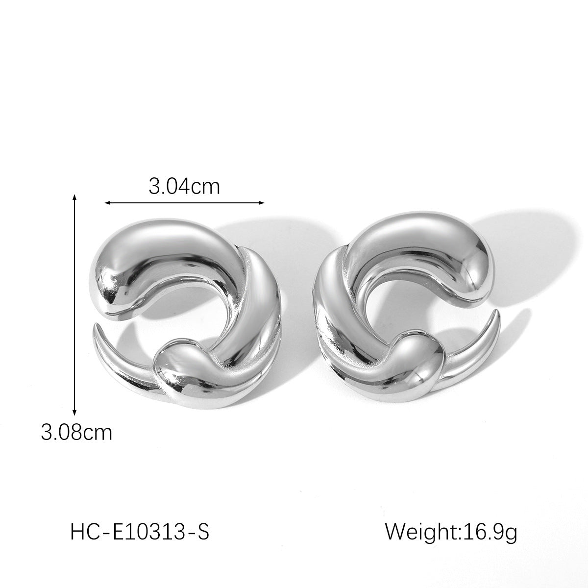 Orecchini a cerchio da donna alla moda in acciaio inossidabile placcato oro 18 carati con design geometrico