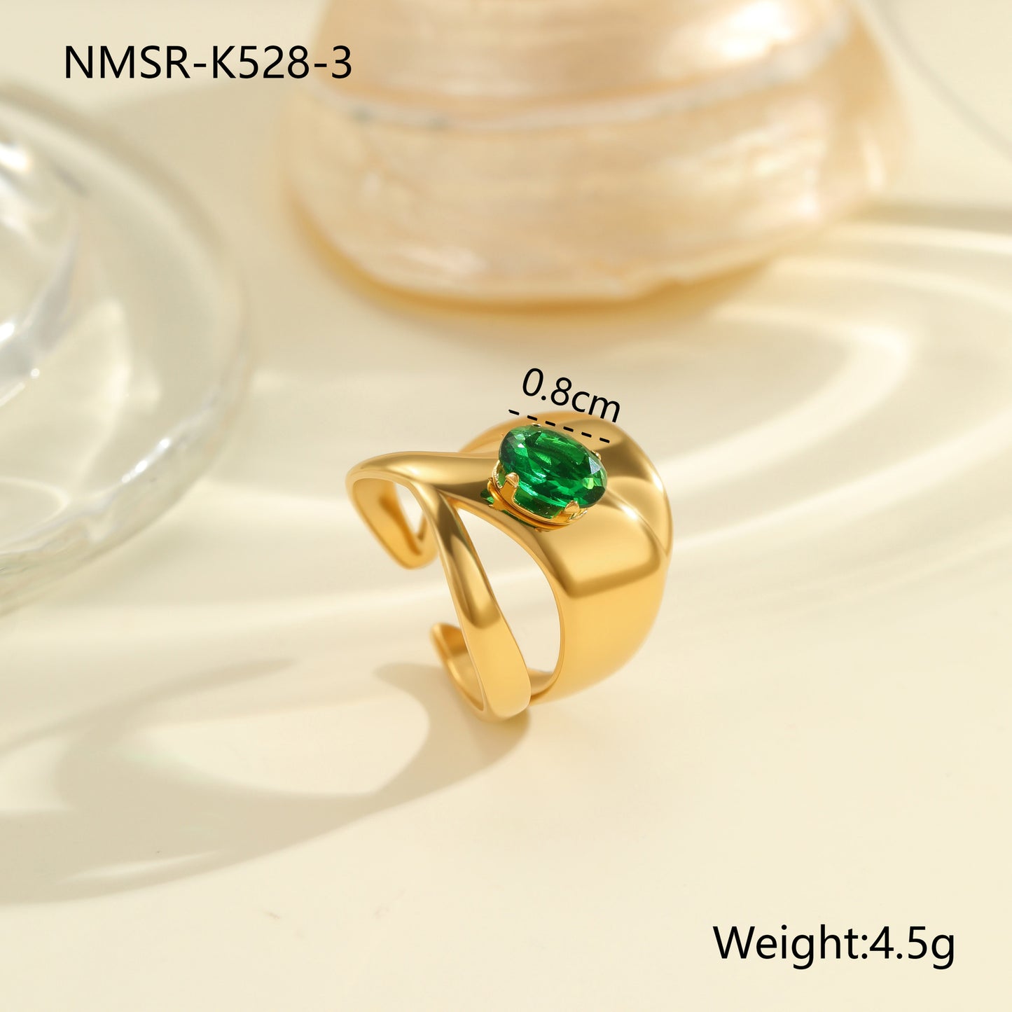 Anillo de Acero Inoxidable Geométrico Minimalista con Baño de Oro de 18K y Detalles de Remaches Esféricos Irregulares para Mujer