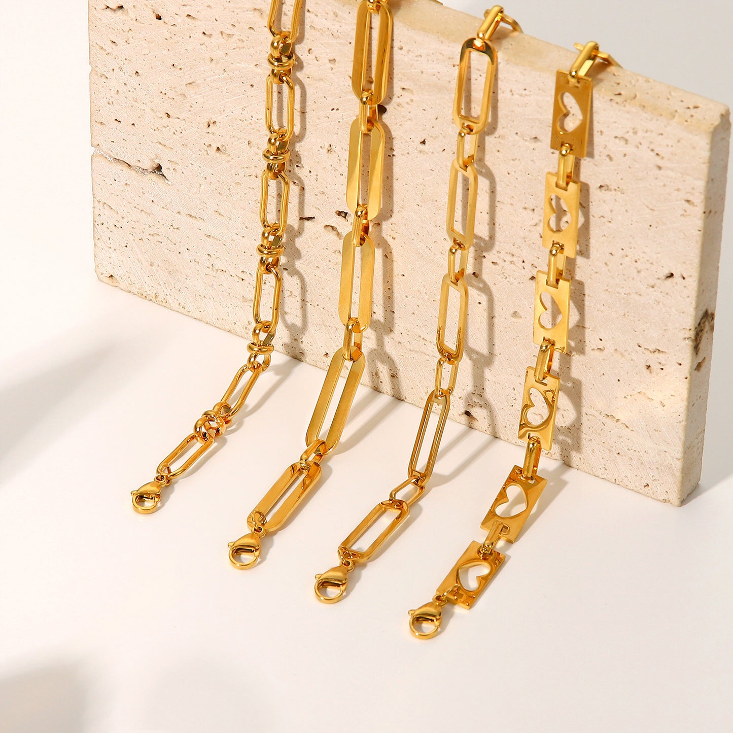 Minimalist Geometric Hollow Cross Bracelet for Women in Stainless Steel with 18K Gold Plating