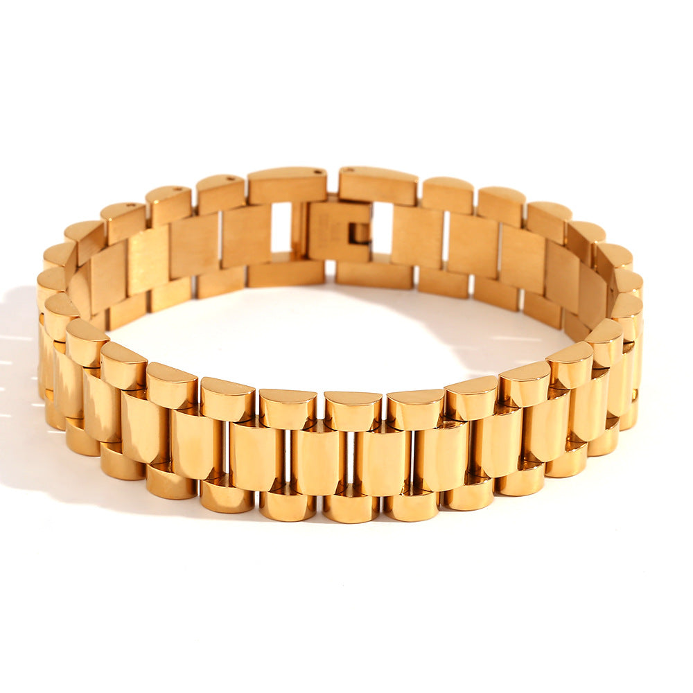 Bracciale di lusso da donna in acciaio inossidabile placcato oro 18 carati, geometrico e minimalista