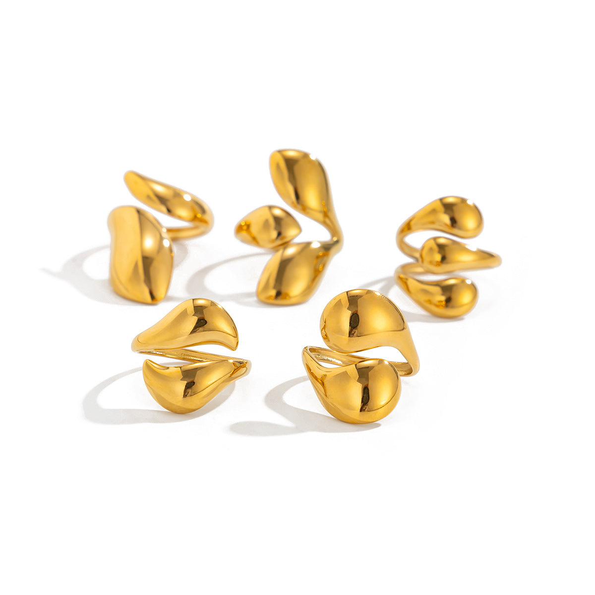 Anello da donna minimalista con nocche aperte, geometrico, in lega placcata