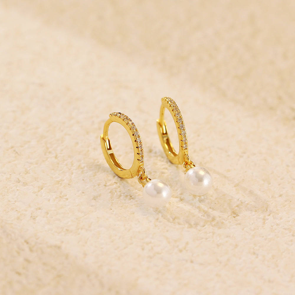 Minimalist Geometric S925 Sterling Silver Stud Earrings with Micro-Pavé Detailing for Women