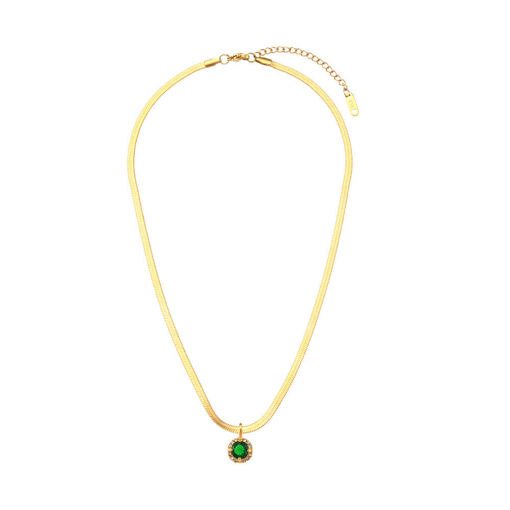 Fashionable Geometric Stainless Steel Pendant Necklace with Rhinestone Accents for Women