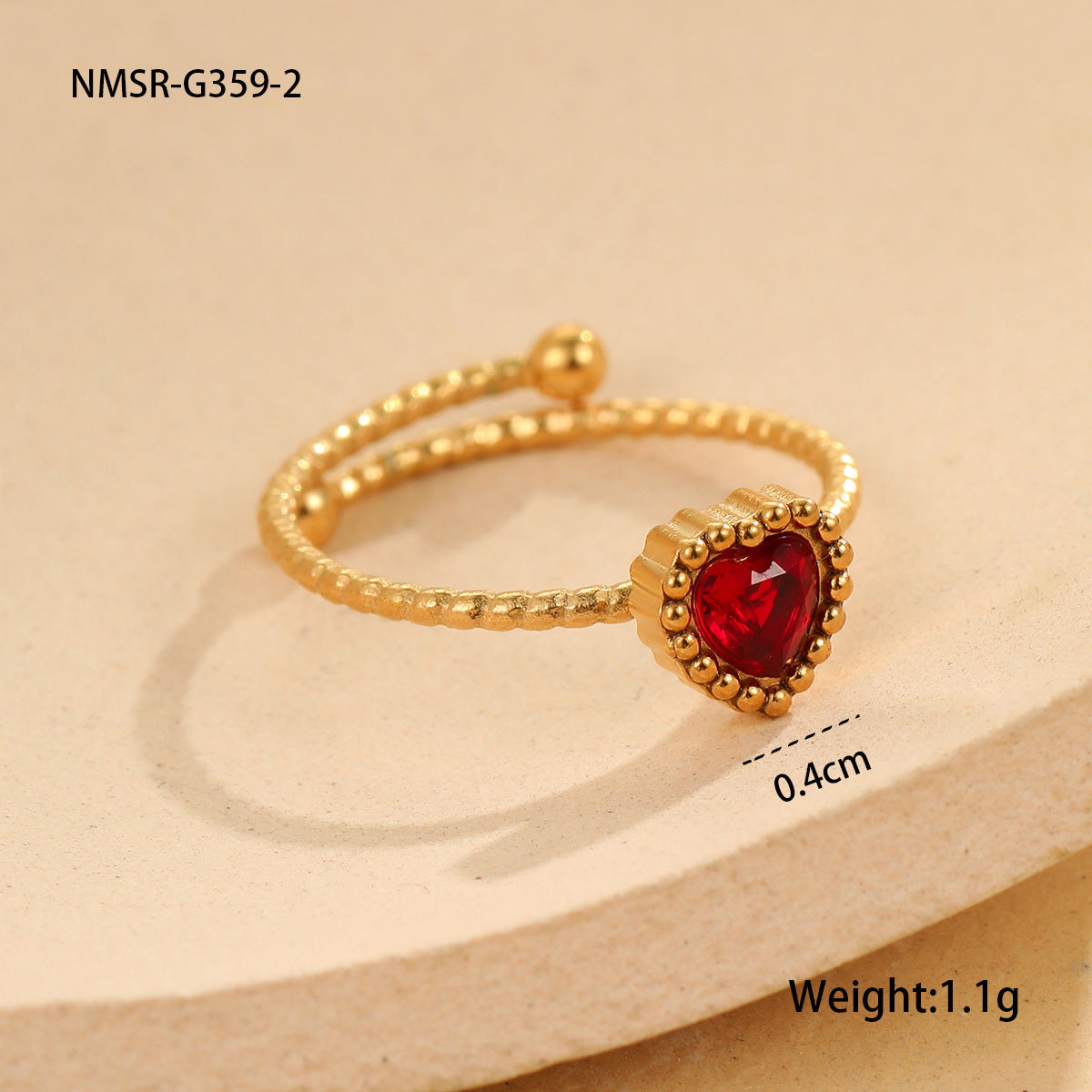 Elegante Anillo de Acero Inoxidable para Mujer con Circonita en Forma de Corazón y Acabado Bañado