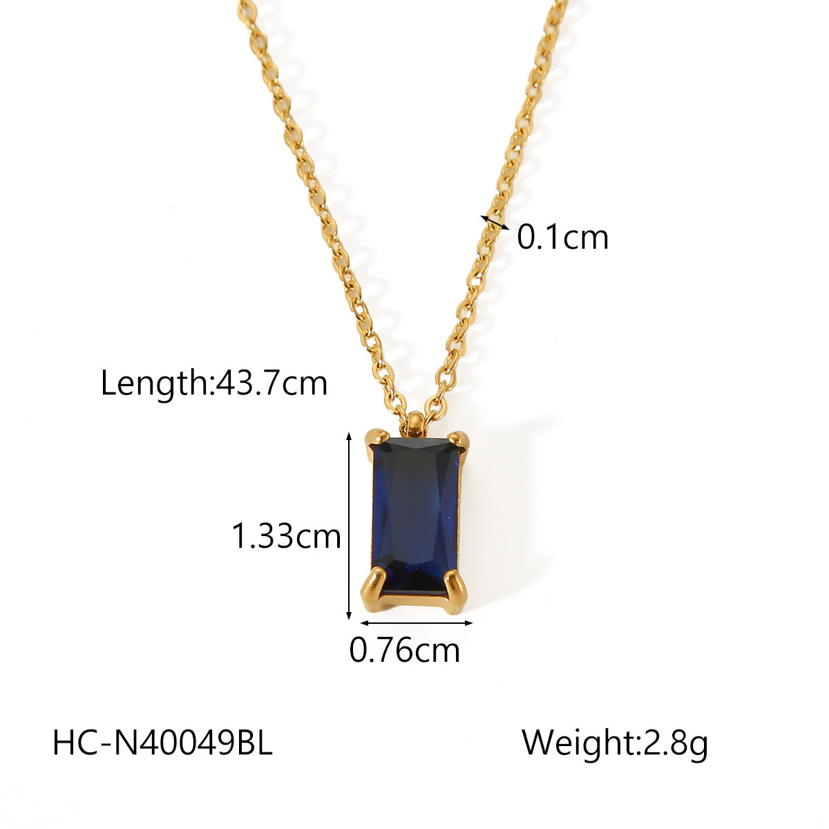 Collana con Pendente Geometrico Minimalista in Acciaio Inossidabile Placcato Oro 18K con Zirconi Cubici da Donna