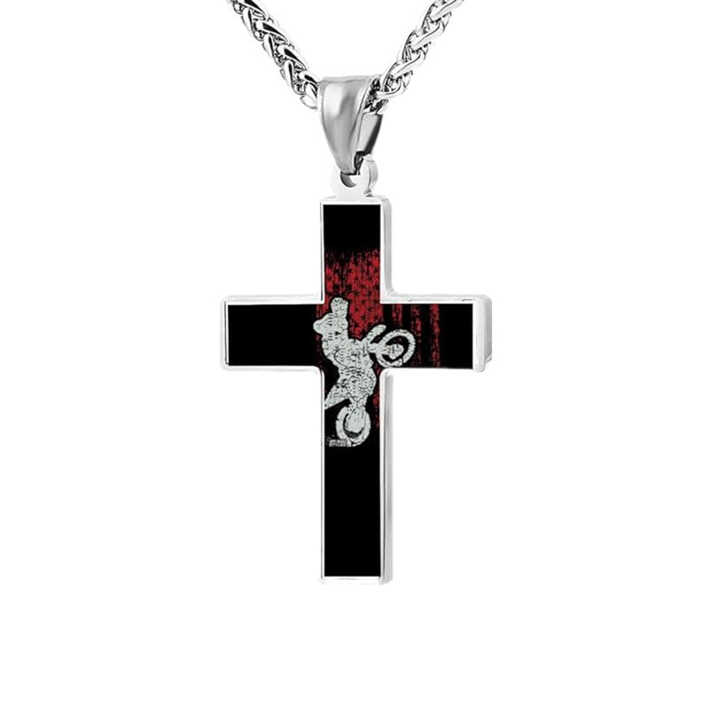 Minimalist Geometric Stainless Steel Cross Pendant Necklace with Titanium Steel Charm and Electroplated Finish for Men