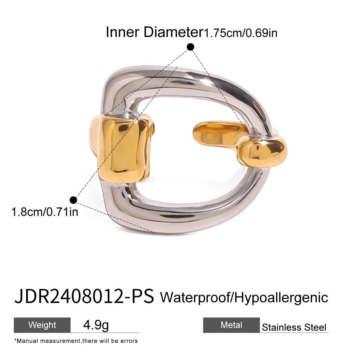 Anello geometrico in acciaio inossidabile da donna con finitura placcata, gioielli minimalisti alla moda ed eleganti