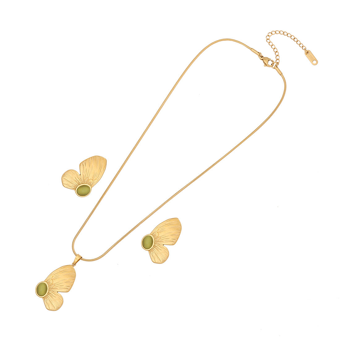 Collana pendente a forma di ala di farfalla geometrica da donna in acciaio inossidabile con intarsio di strass e finitura galvanizzata