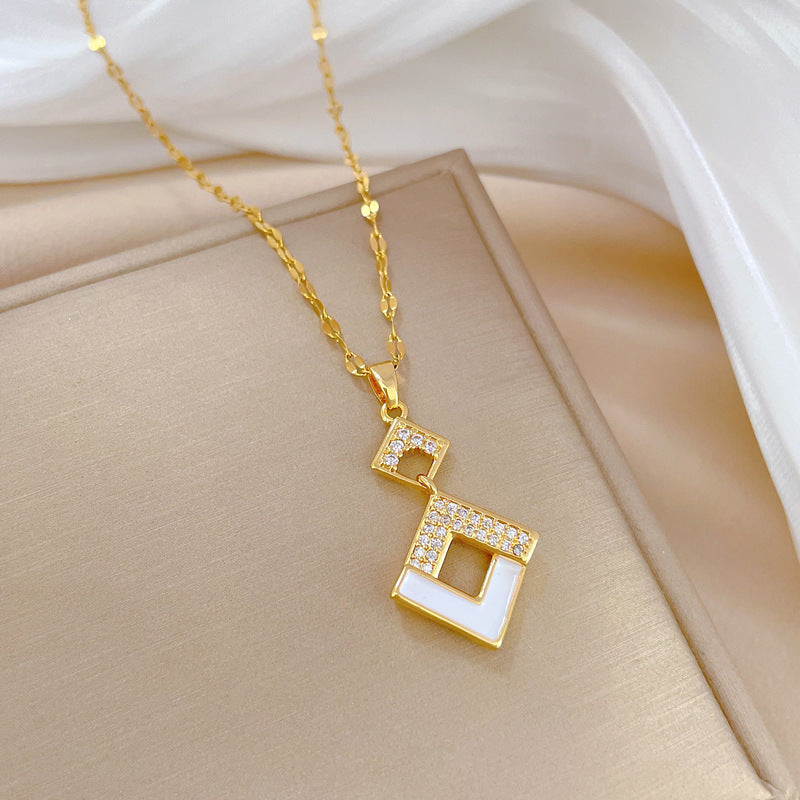 Luxury Geometric Titanium Steel Necklace and Earrings Set for Women