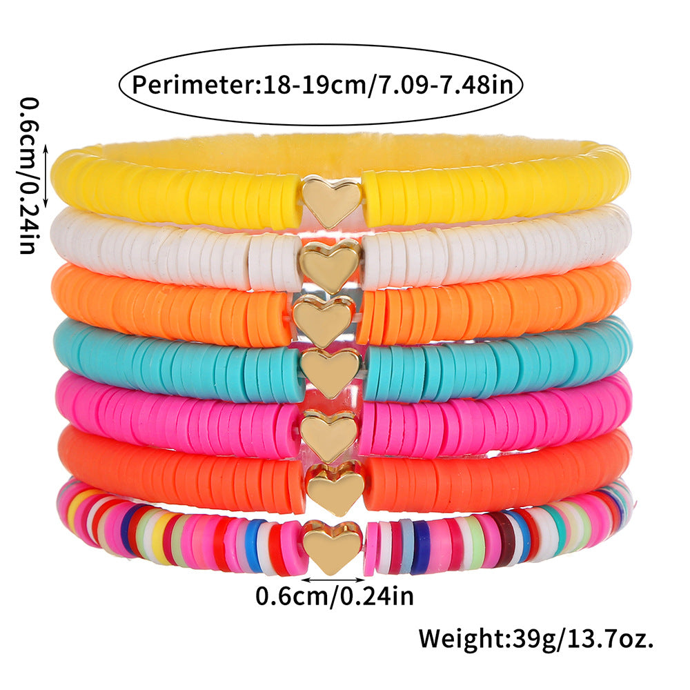 Casual Geometric Heart Resin and Brass Bracelet with Letter Elements