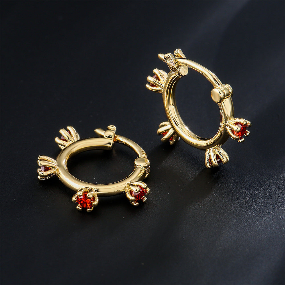 Orecchini Geometrici Minimalisti da Donna in Rame con Placcatura in Oro 18K e Zirconi AAA