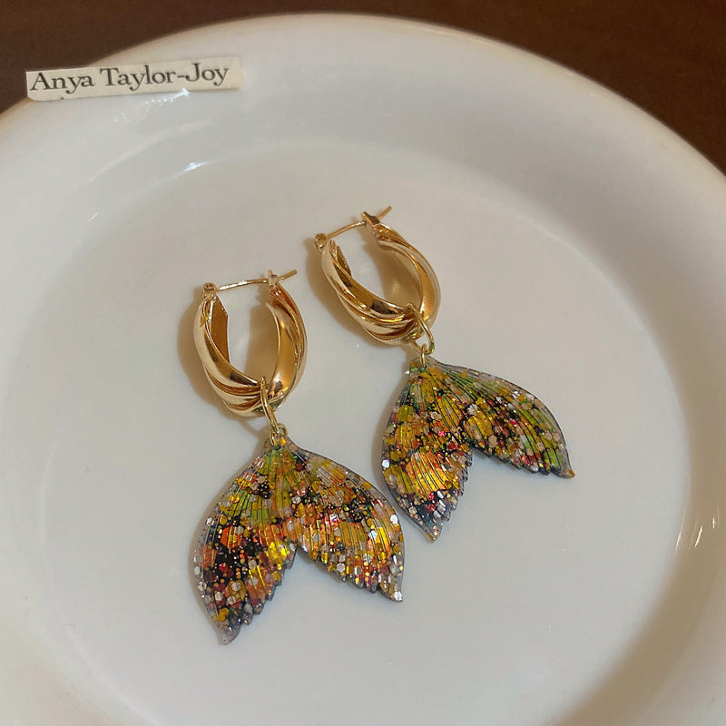 Pendientes de Ángel Retro Artísticos Ovalados con Incrustaciones de Pedrería para Mujer con Base de Cobre y Diseño Geométrico