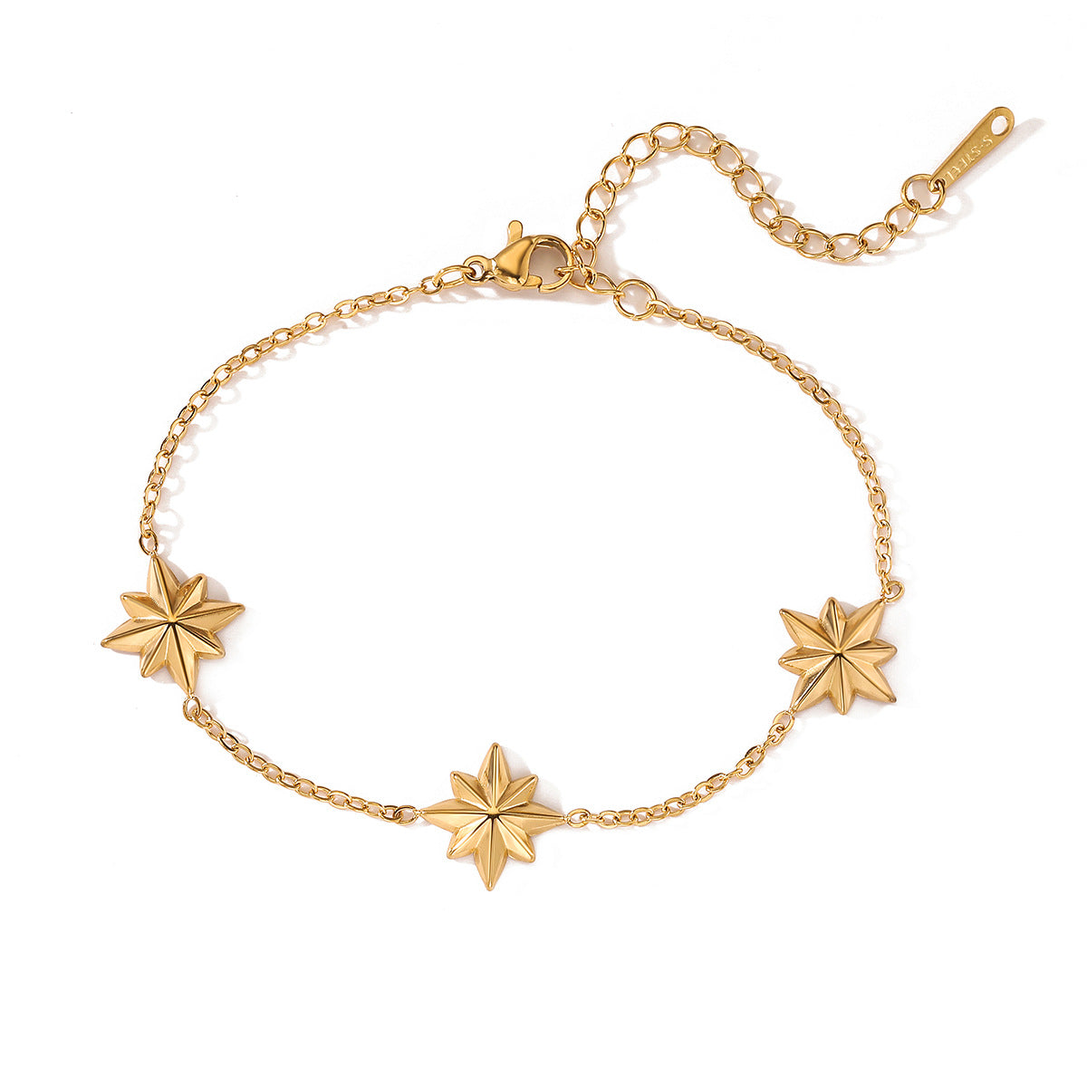 Collana con pendente a stella a otto punte geometrica minimalista da donna in acciaio al titanio placcato oro 18 carati