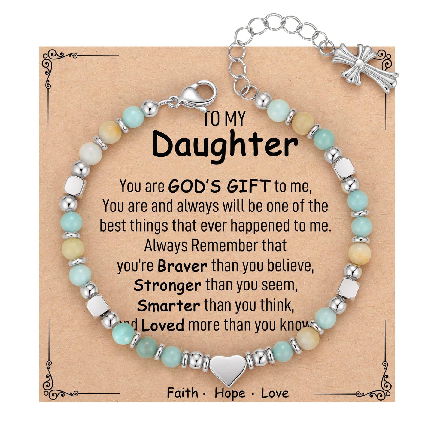 Sweet Heart Cross Stainless Steel Bracelet