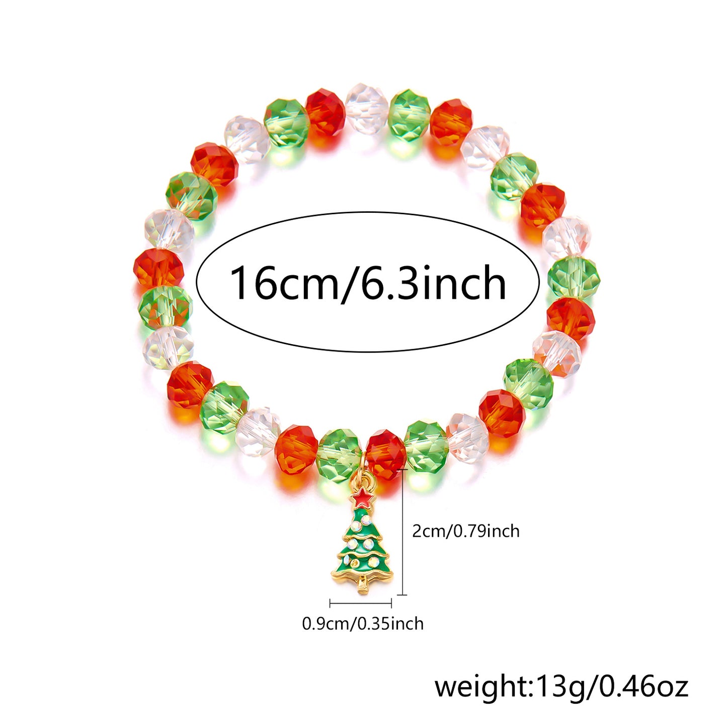 Conjunto de pulseras artesanales de aleación con temática navideña con dijes de Papá Noel, árbol de Navidad y guantes para mujer