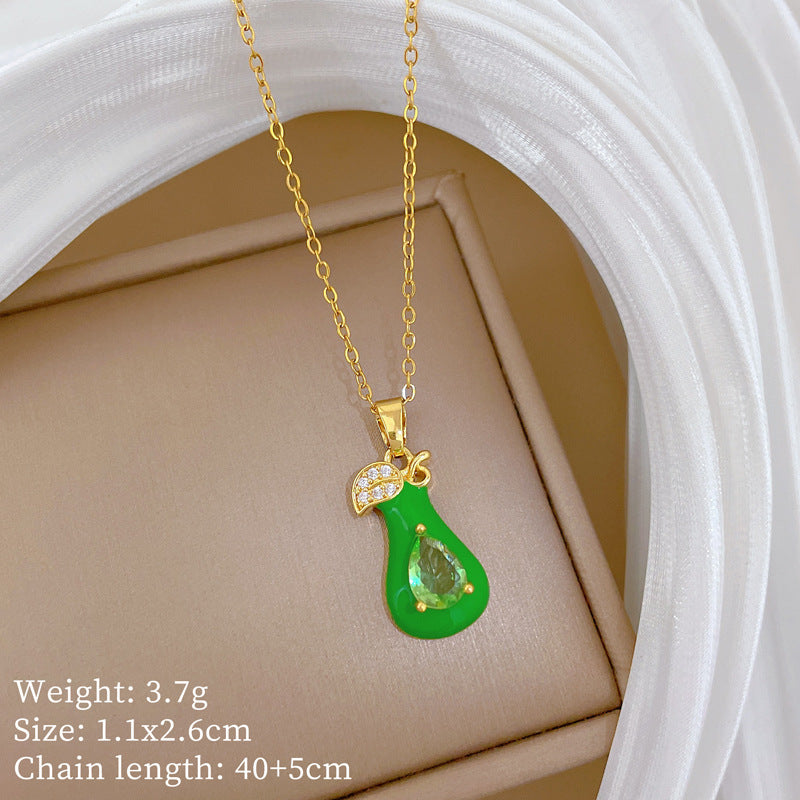 Sweet Cartoon Animal Micro-Inlaid Cubic Zirconia Brass Pendant Titanium Steel Necklace for Unisex