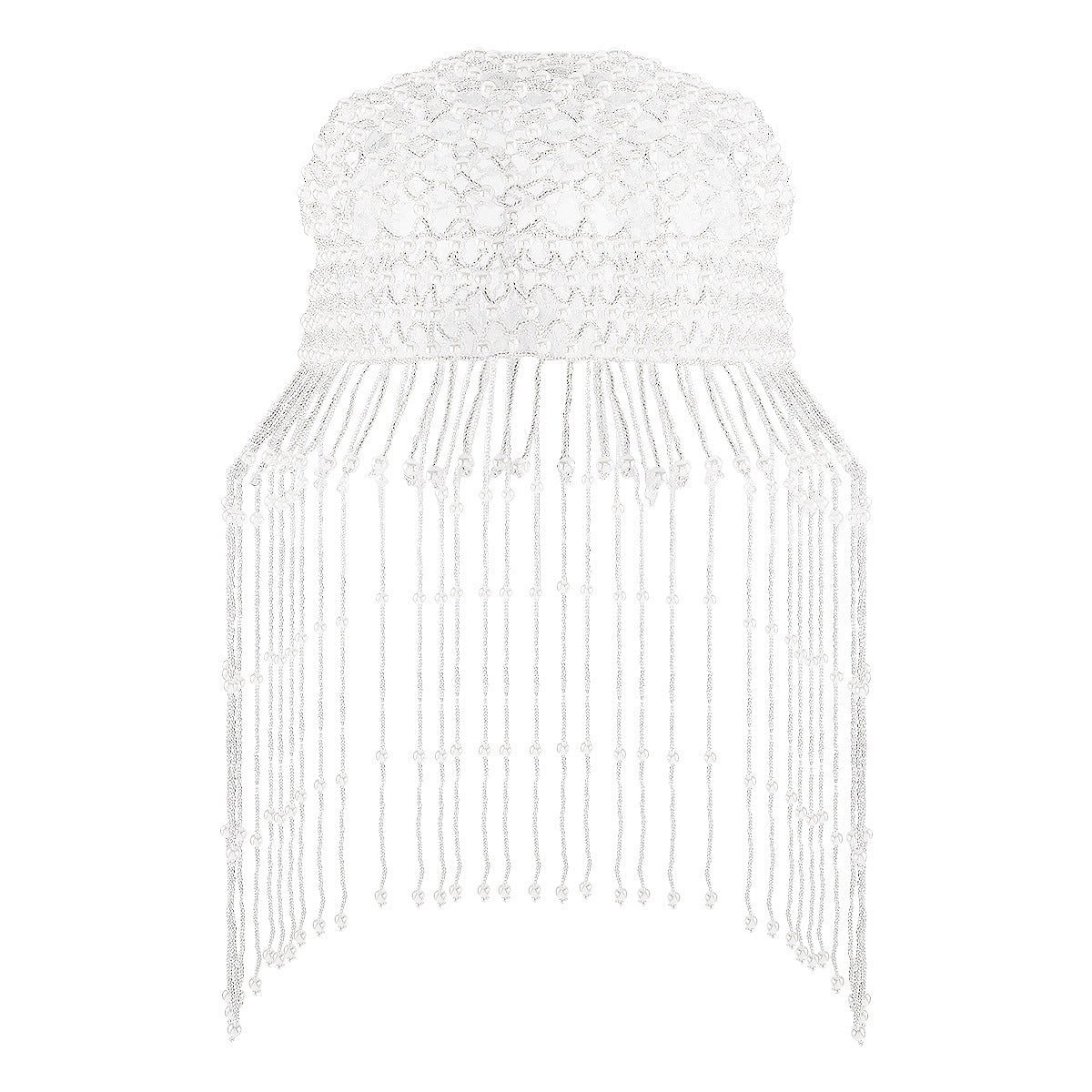 Fascia per Capelli Vintage Bohemien con Perle Geometriche, Frange e Ricami Intricati per Donna