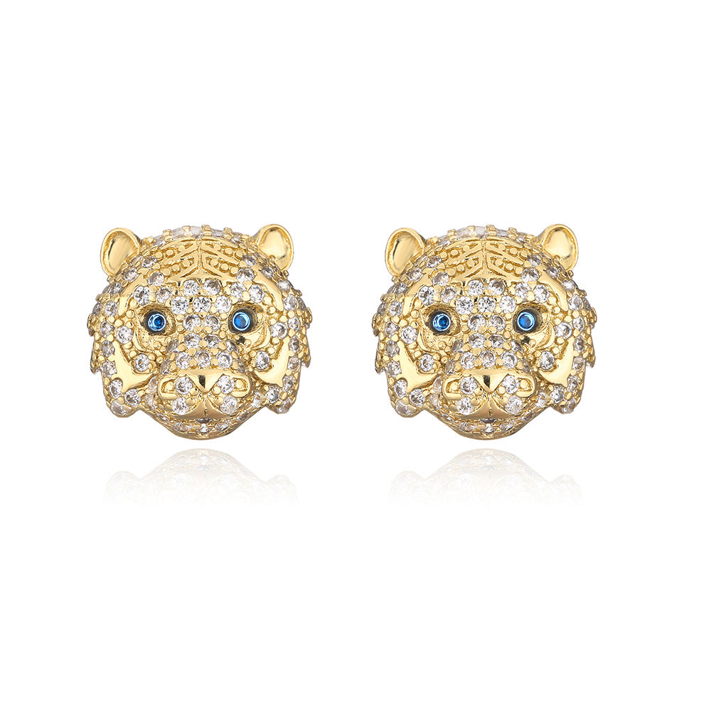 Orecchini geometrici minimalisti in rame con zirconia micro-pavé e placcatura in oro 18 carati da donna