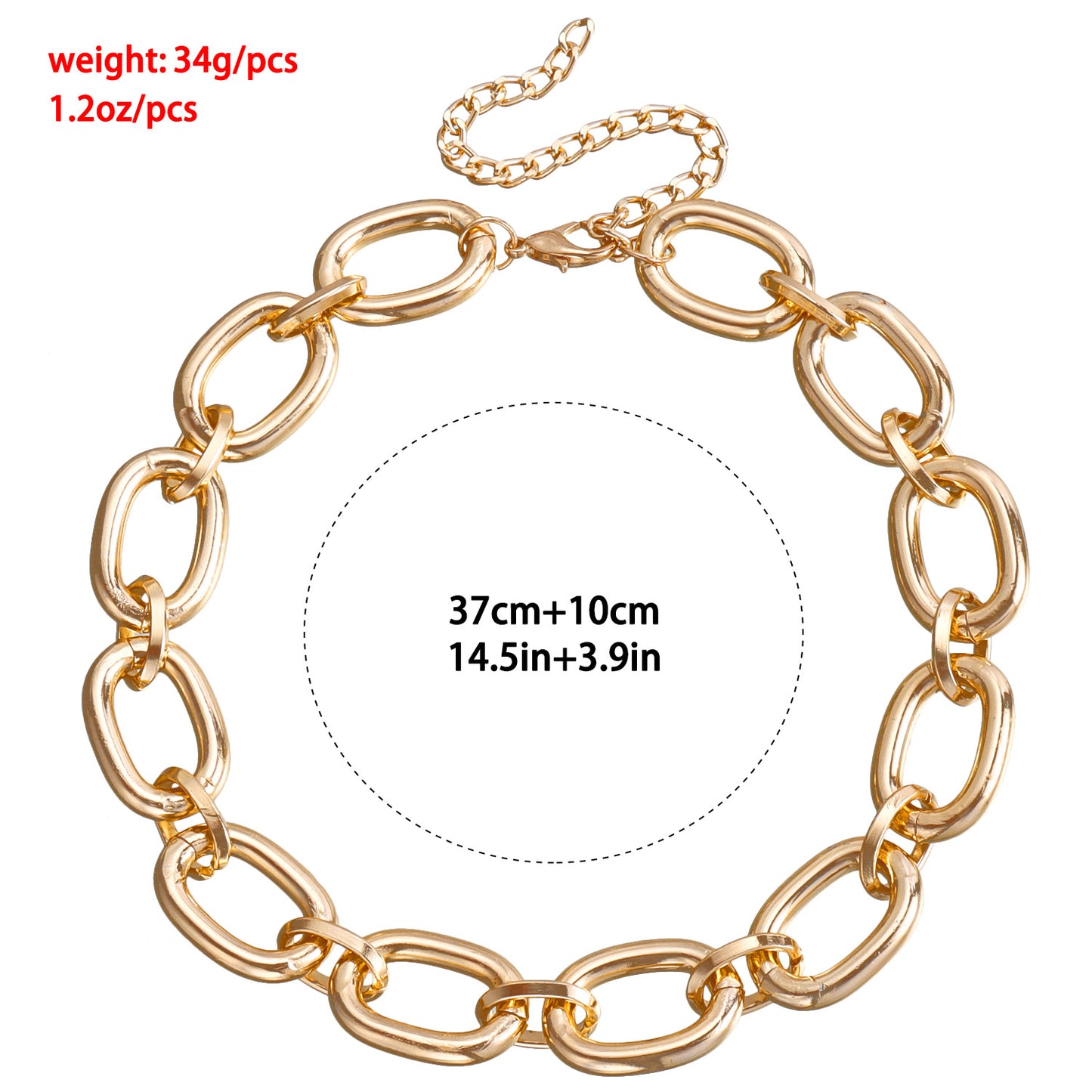 Punk Geometric Aluminum Necklace for Women with Electroplated Finish and Clavicle Chain Style