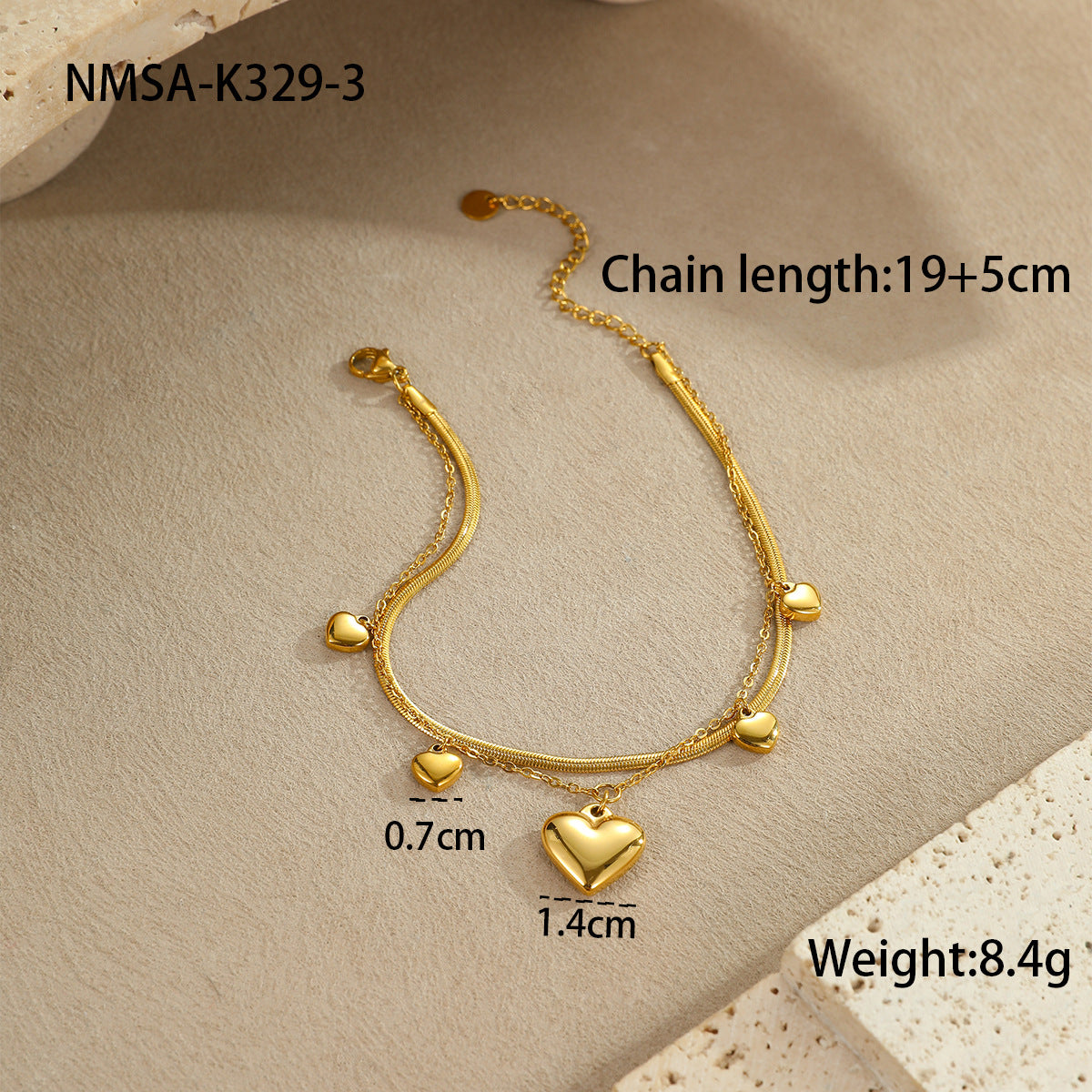 Cavigliera da donna in acciaio inossidabile con stella marina, conchiglia e cuore, stile geometrico OL, con design costiero estivo minimalista