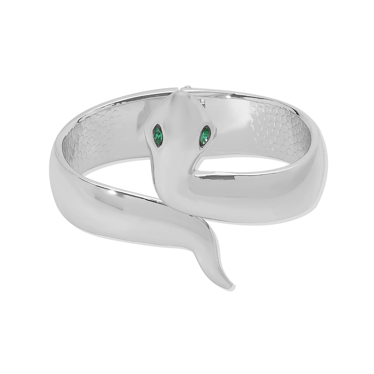 Bracciale in lega lucida a forma di serpente di tendenza per donna con finitura placcata e design aperto creativo