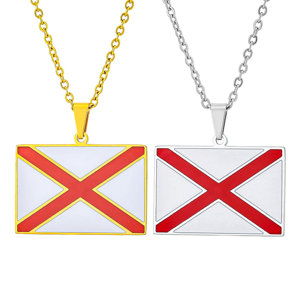 Collana con Ciondolo Geometrico Minimalista in Acciaio Inox con Finitura Smaltata per Moda Unisex e Abbigliamento Casual
