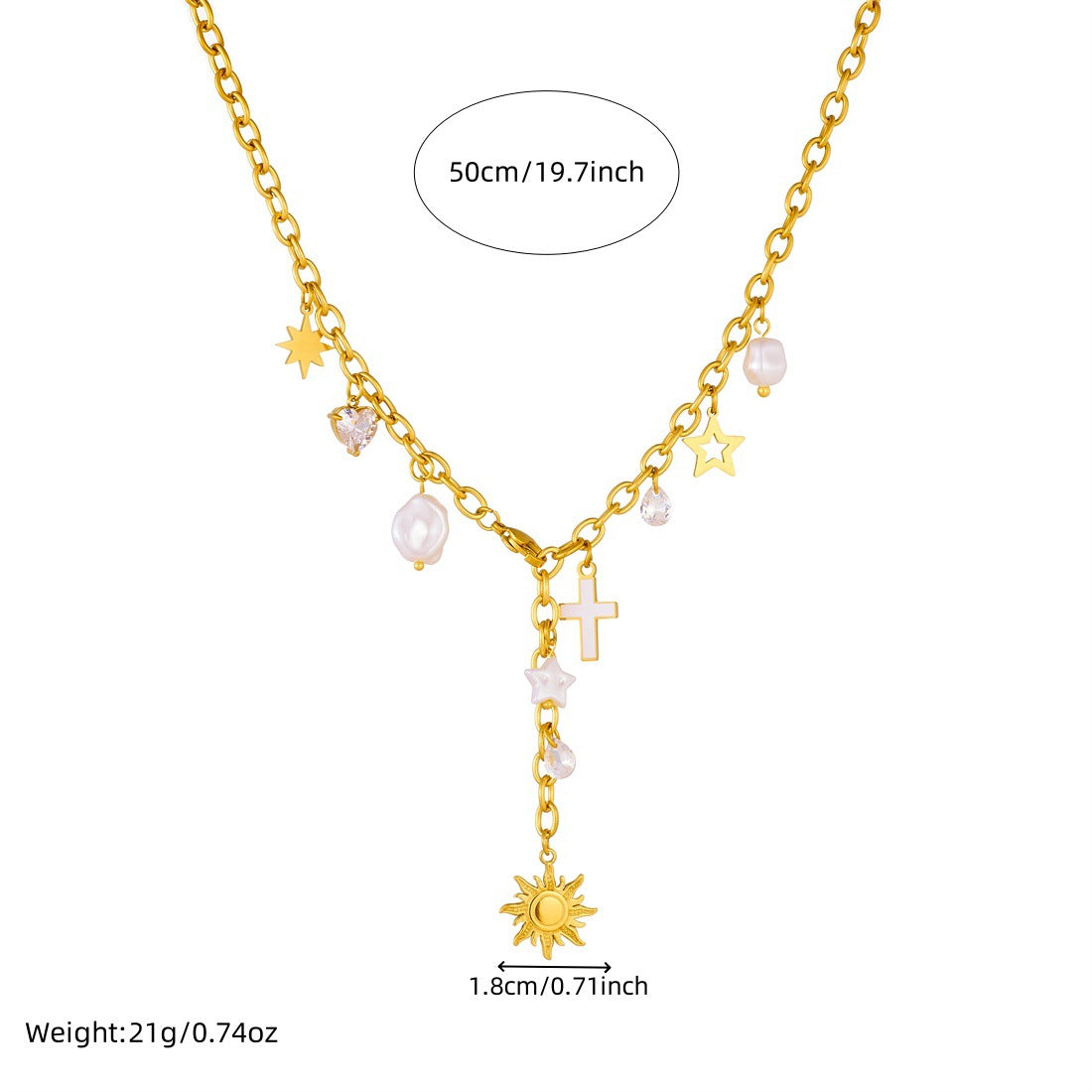 Casual Gold Plated Stainless Steel Star Cross Butterfly Pendant Necklace with Tassel Y-Chain