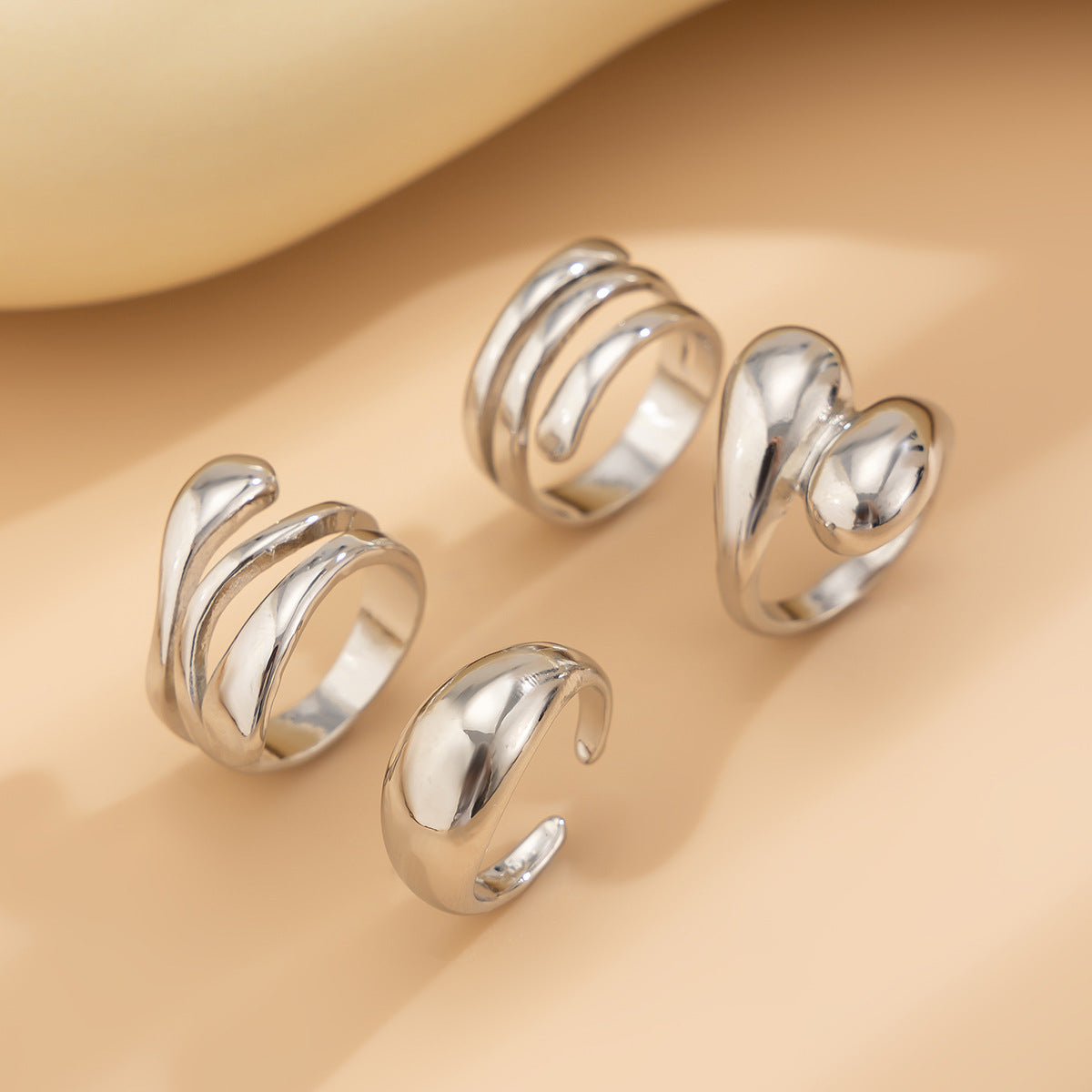 Punk Irregular Oval Alloy Plated Pearl Bracelet Set