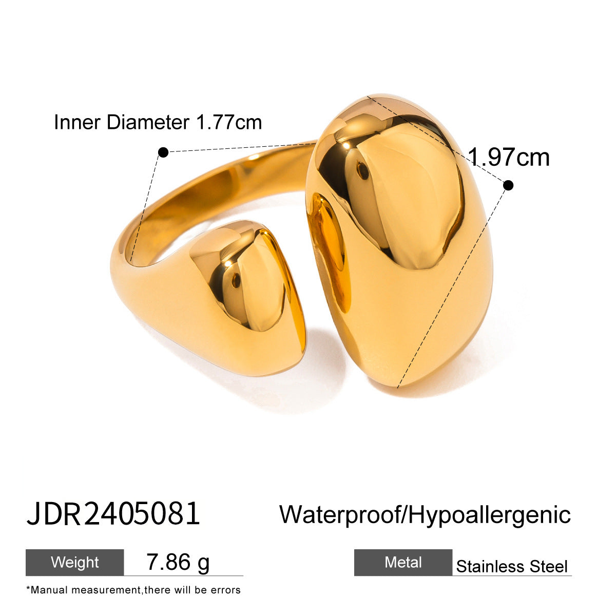 Elegant Geometric Stainless Steel Ring with Cubic Zirconia Plated Finish for Women