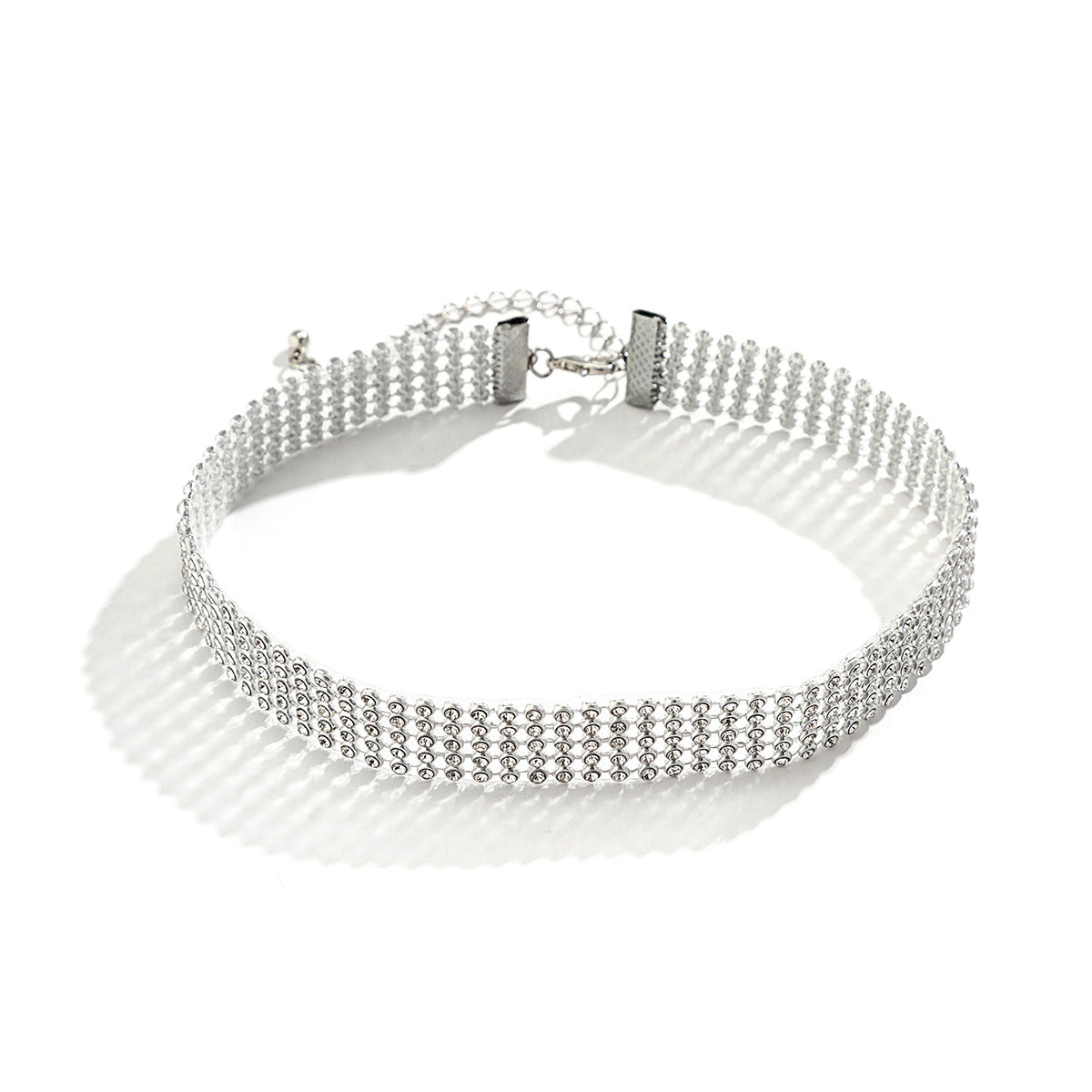 Collana Girocollo Geometrica Lucida con Strass da Donna con Maglia a Rete di Diamanti e Design Imponente