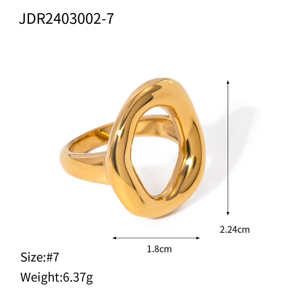 Minimalist Luxury Geometric Stainless Steel PVD Ring for Women