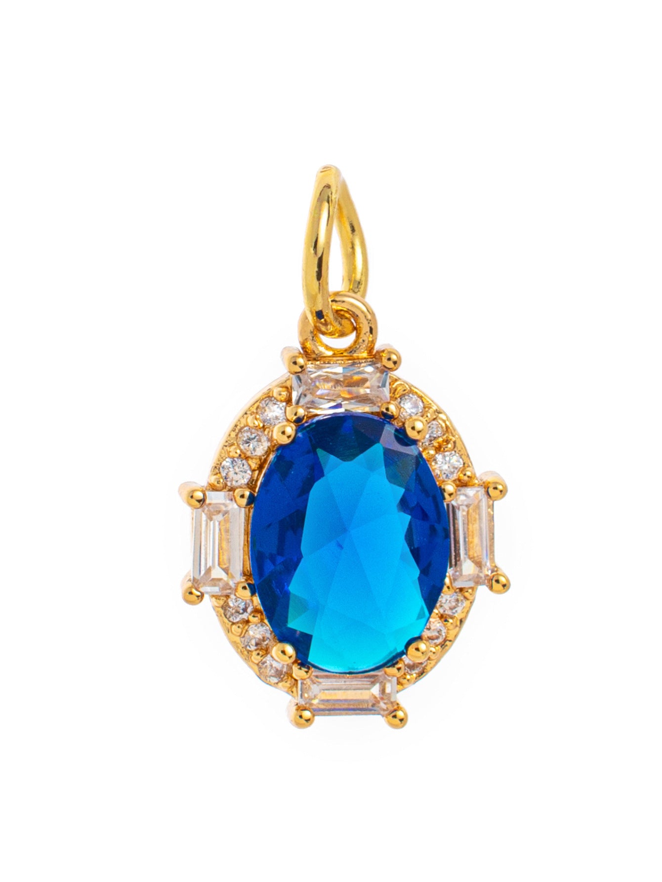 Minimalist Oval Geometric Brass Pendant with Cubic Zirconia December Birthstone for Women