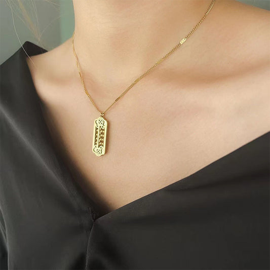 Collana con pendente geometrico minimalista in acciaio inossidabile con finitura galvanizzata per donna, collana clavicola e catena per maglione