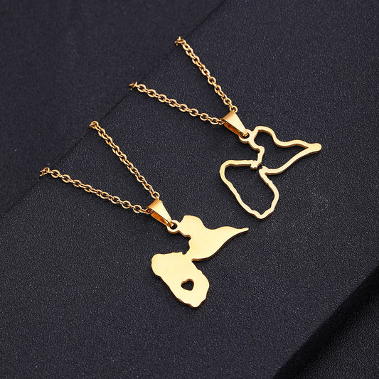 Collar con Colgante de Corazón Geométrico Étnico de Acero Inoxidable con Dije de Acero de Titanio y Acabado Galvanizado para Uso Unisex