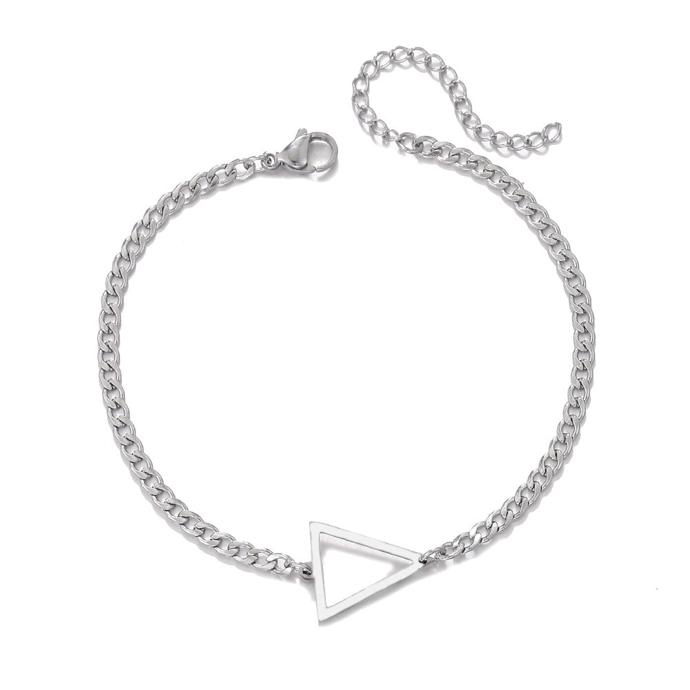 Hip-hop Geometric Triangle Cross Heart Stainless Steel Cable Chain Bracelet Unisex