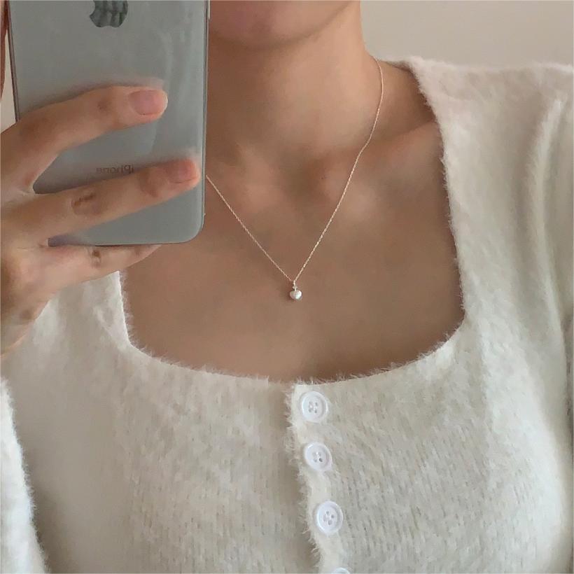 Collar Minimalista Chapado en Plata Esterlina 925 con Corazón, Detalles de Diamantes de Imitación y Cadena Serpiente