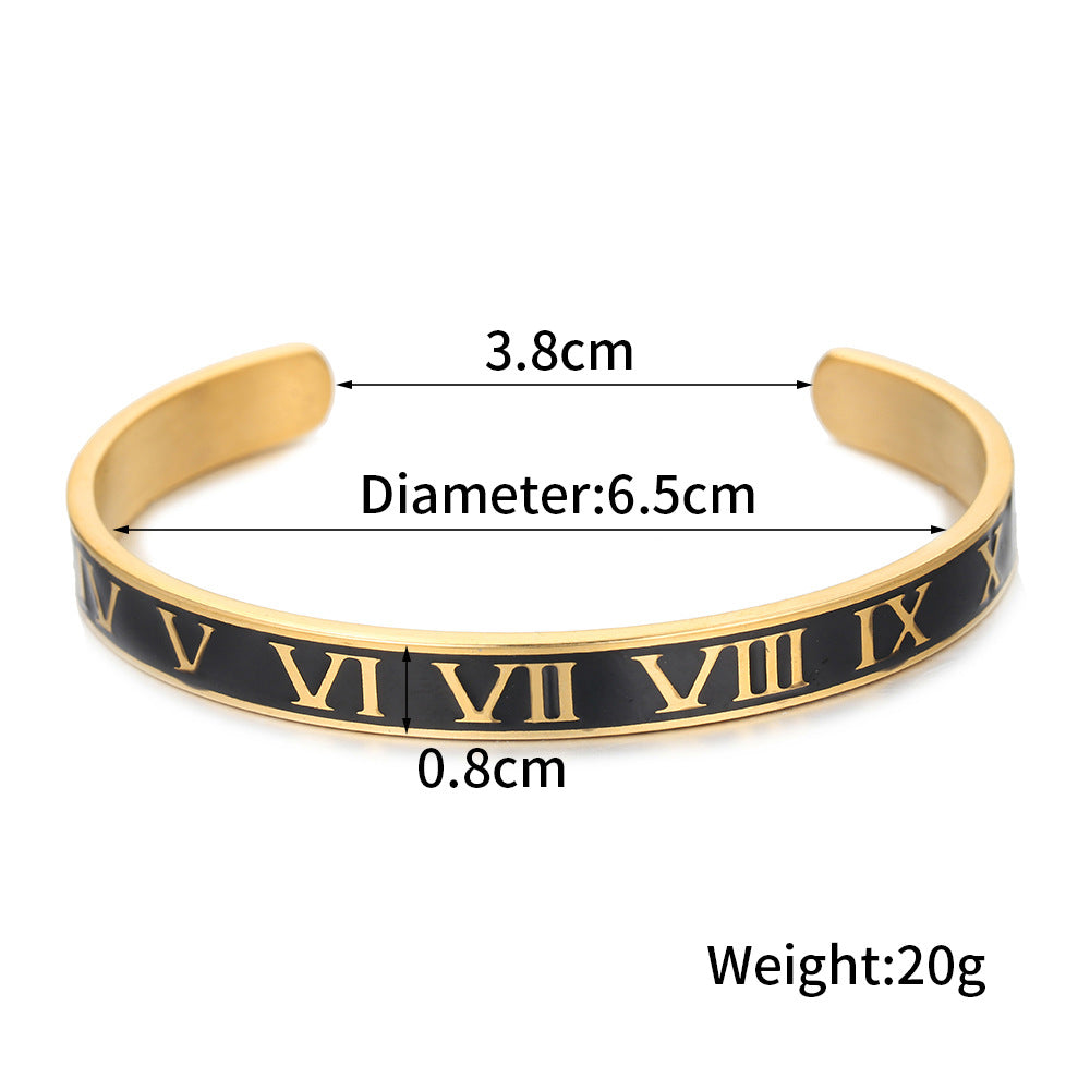 Punk Vintage Gold Plated Drip Oil Round Titanium Steel Bangle