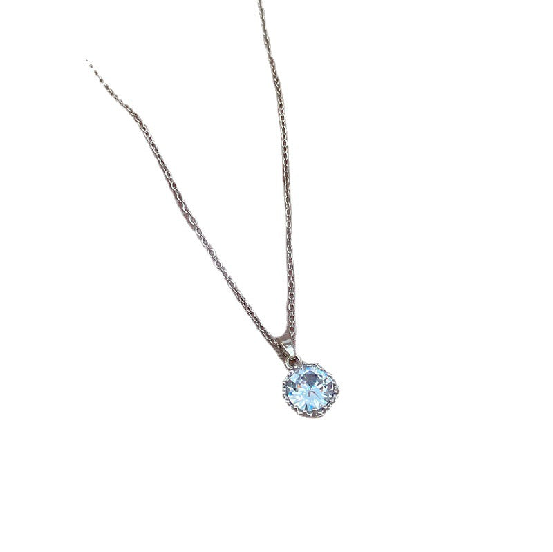 Collar con colgante geométrico de lujo minimalista con diamantes de imitación en acero de titanio y oro para mujer
