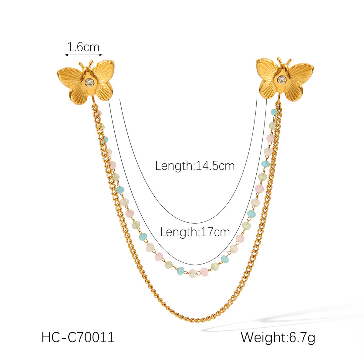 Geometric Square Stainless Steel Rhinestone Brooch with Floral and Butterfly Motifs for Women
