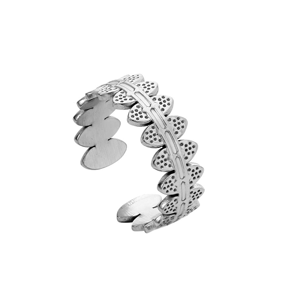 Minimalist Geometric Hollow Open Adjustable Titanium Steel Ring