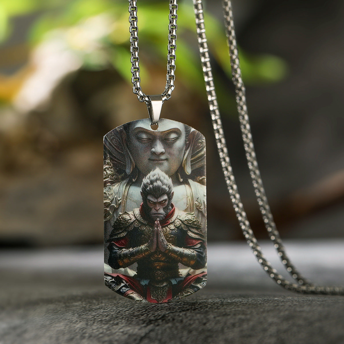 Collana in Acciaio Inossidabile Geometrica Minimalista con Ciondolo Re Scimmia, Gioielli Hip-Hop Ipoallergenici e Resistenti allo Sbiadimento