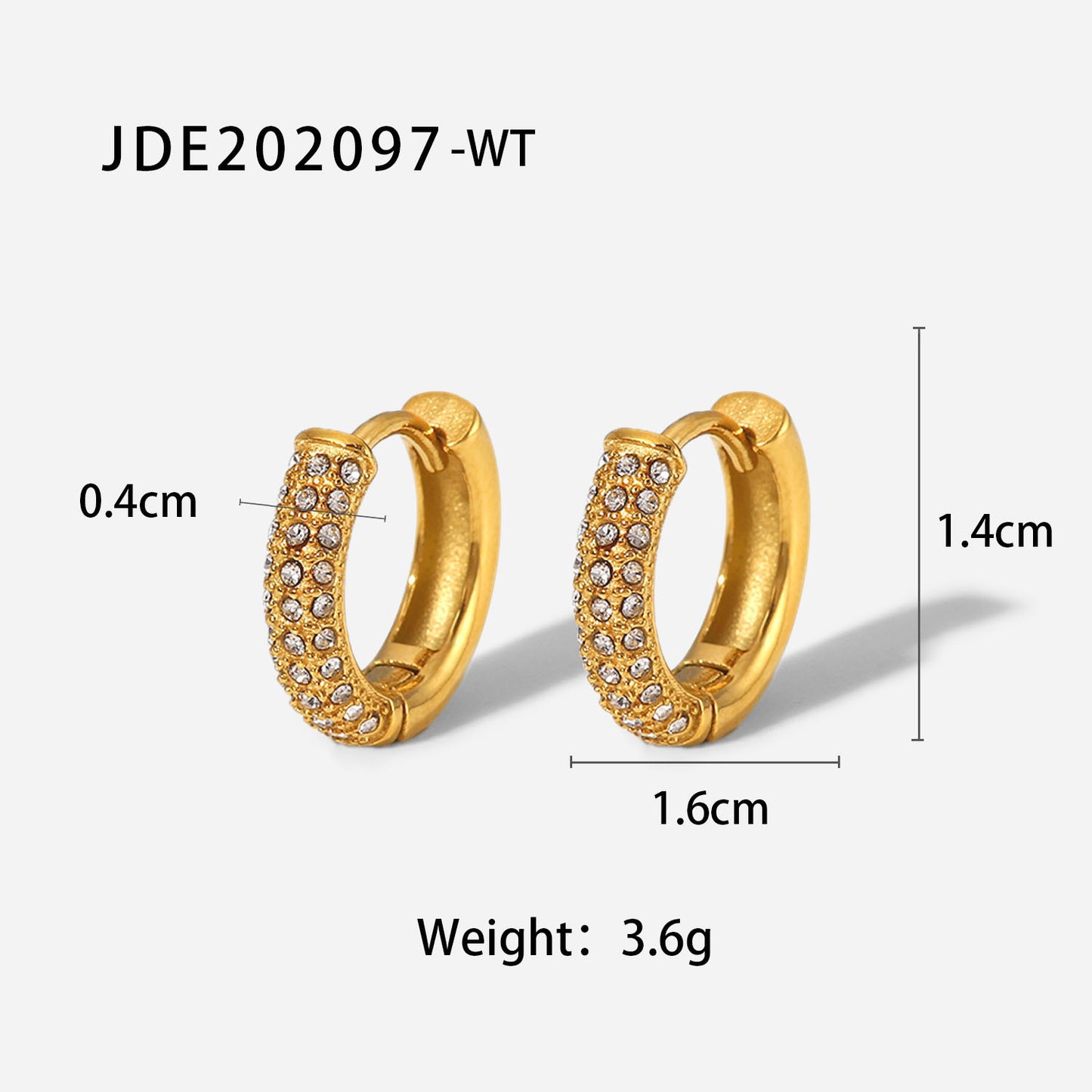 Pendientes de clip de acero inoxidable geométricos con pedrería para mujer, joyería de moda de lujo galvanizada
