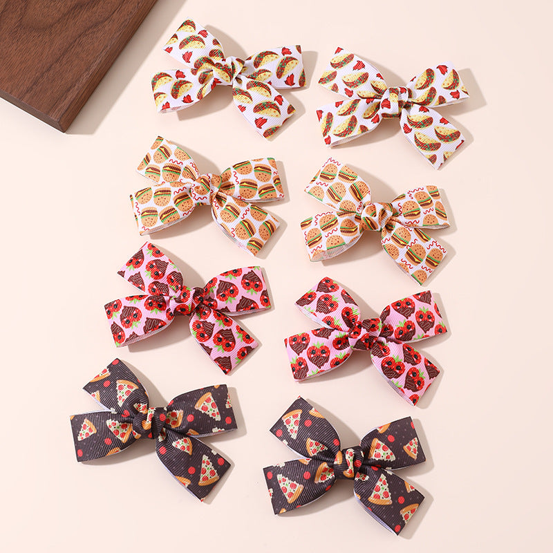 Natural Style Bow-Shaped Polyester Hair Clip for Girls with Ruffled and Mesh Details, Duckbill Clip Design
