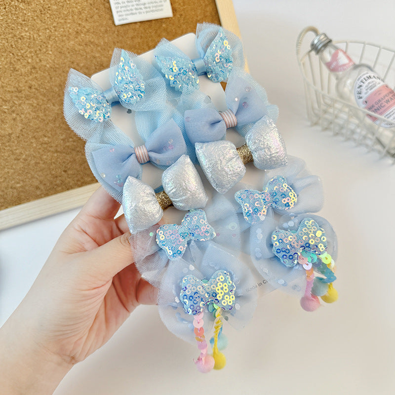 Lindas pinzas para el cabello de niña con forma de lazo y estampado floral hechas de tela de tul para trajes estilo Hanfu